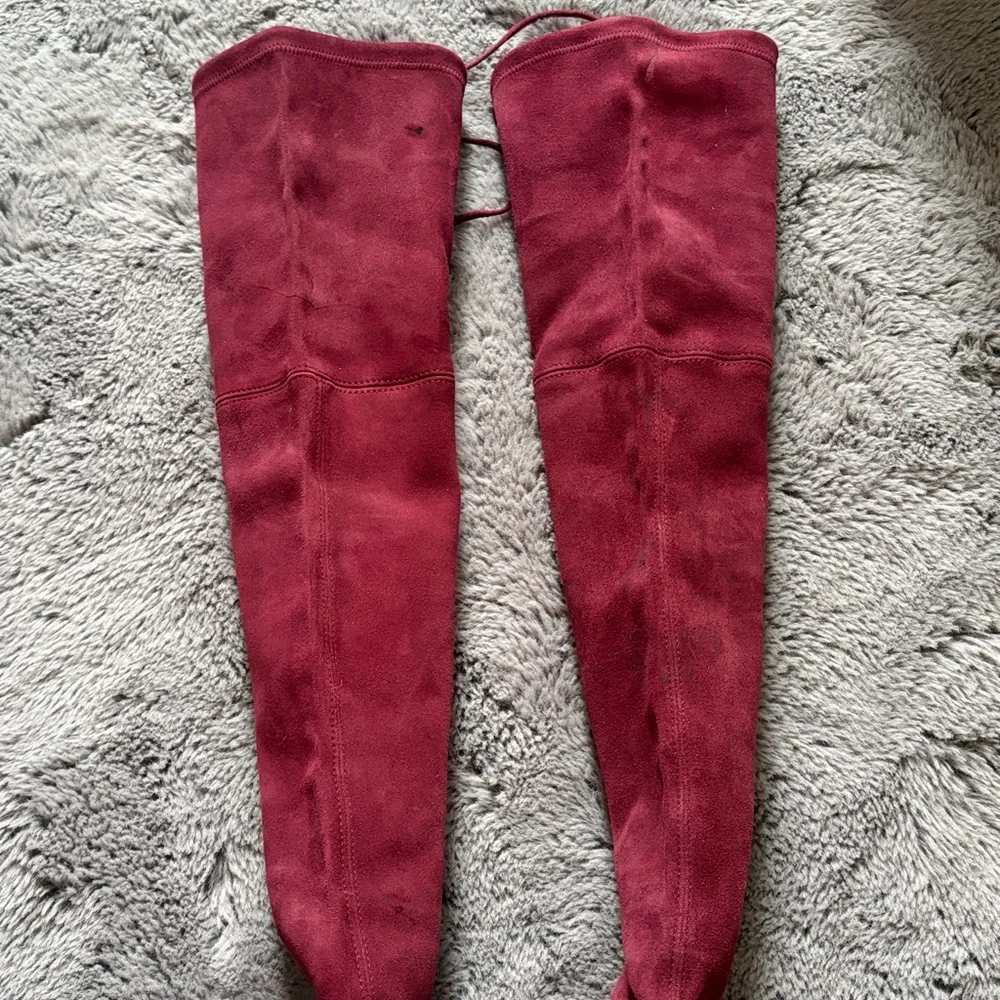 Stuart Weitzman Tieland Over The Knee Heeled Cabernet Suede Boot